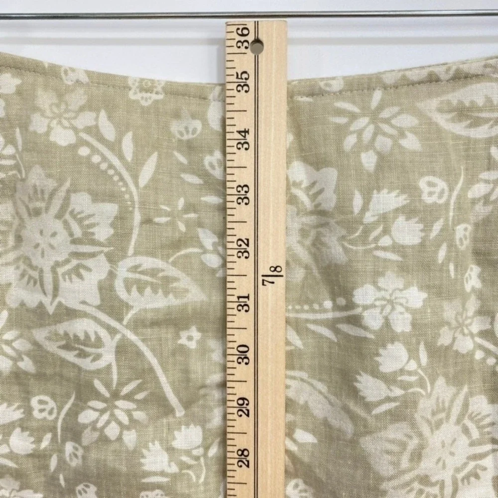 Style & Co Skirt Size 12 Green Floral Linen Maxi A Line Boho Neutral Cottagecore
